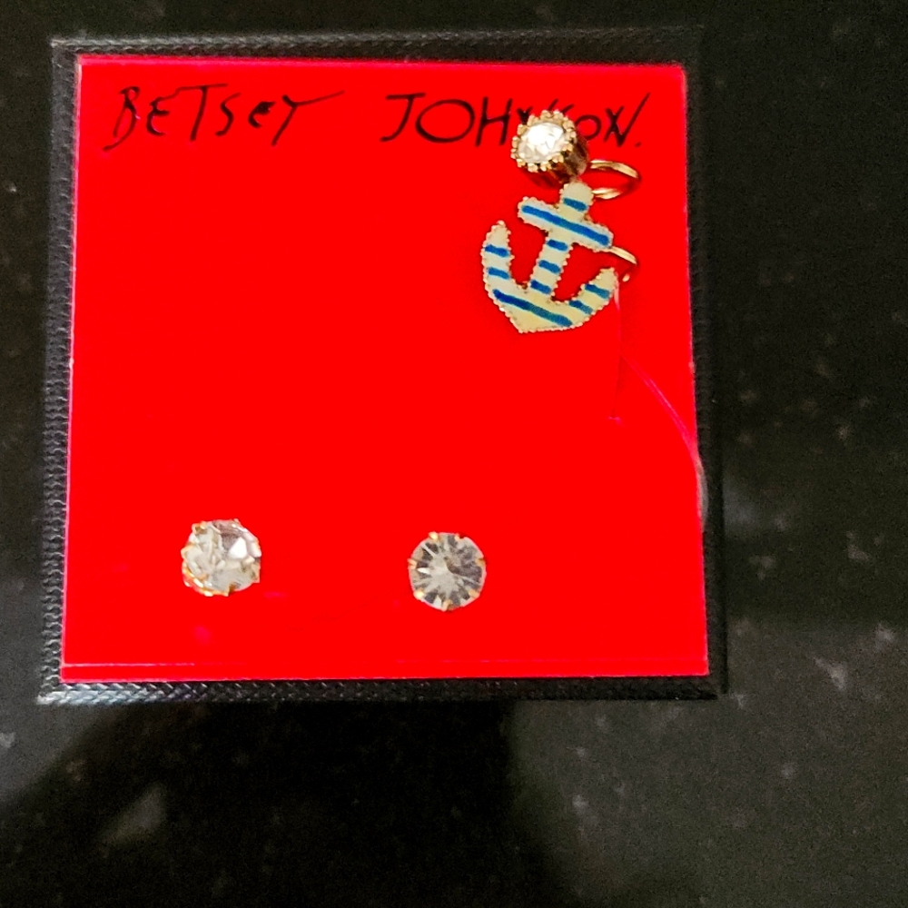 Betsey Johnson Ear Cuff with Matching Diamond Studs